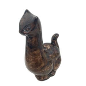 MCM Mid Century Vintage Ceramic Siamese Brown Cat Figurine Signed Marsh~ 9" Tall